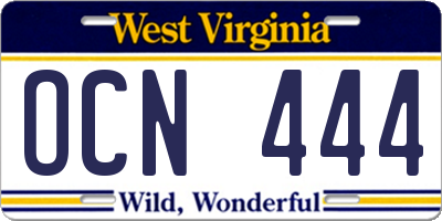 WV license plate OCN444
