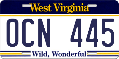 WV license plate OCN445