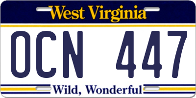 WV license plate OCN447
