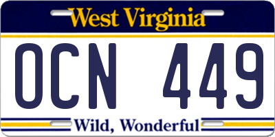 WV license plate OCN449