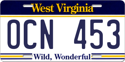 WV license plate OCN453