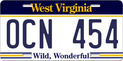 WV license plate OCN454
