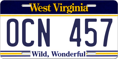 WV license plate OCN457