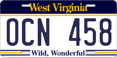 WV license plate OCN458