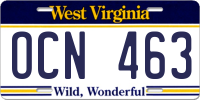 WV license plate OCN463