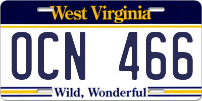 WV license plate OCN466