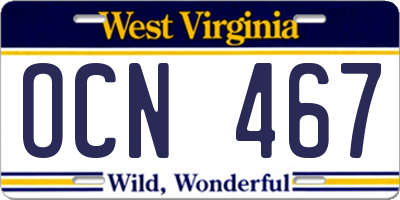 WV license plate OCN467
