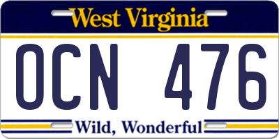WV license plate OCN476