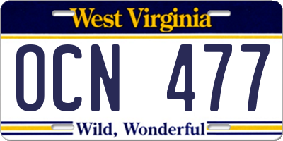 WV license plate OCN477