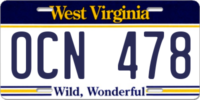 WV license plate OCN478