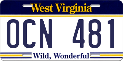 WV license plate OCN481