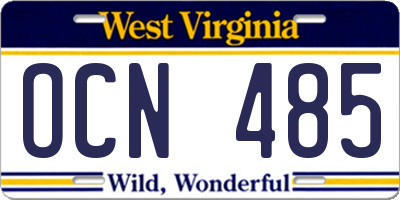 WV license plate OCN485