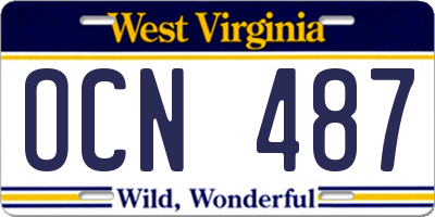 WV license plate OCN487