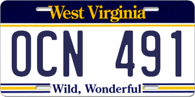 WV license plate OCN491