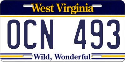 WV license plate OCN493