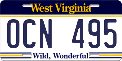 WV license plate OCN495