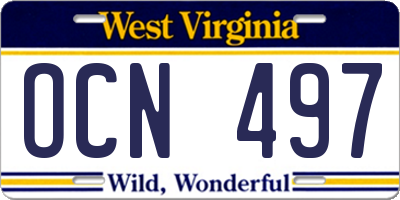WV license plate OCN497