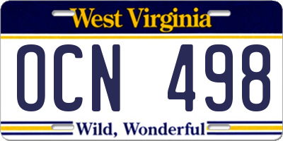 WV license plate OCN498