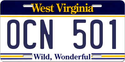 WV license plate OCN501