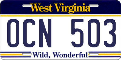 WV license plate OCN503