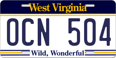 WV license plate OCN504