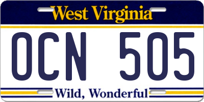 WV license plate OCN505
