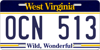 WV license plate OCN513