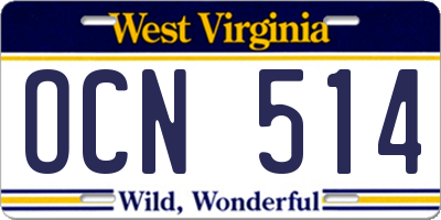 WV license plate OCN514