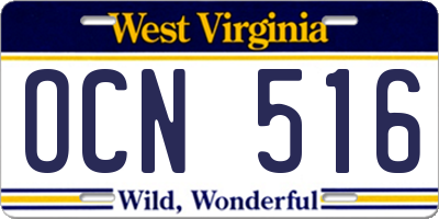 WV license plate OCN516
