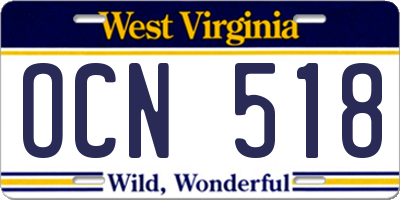 WV license plate OCN518