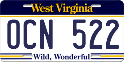 WV license plate OCN522