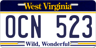 WV license plate OCN523