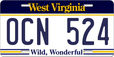 WV license plate OCN524