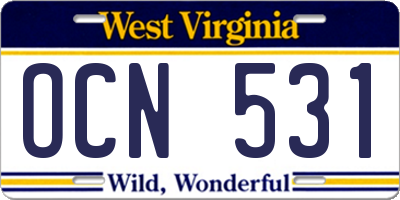 WV license plate OCN531