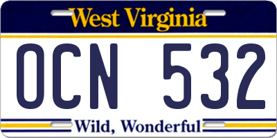 WV license plate OCN532