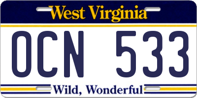 WV license plate OCN533