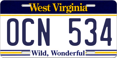 WV license plate OCN534