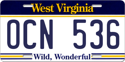 WV license plate OCN536