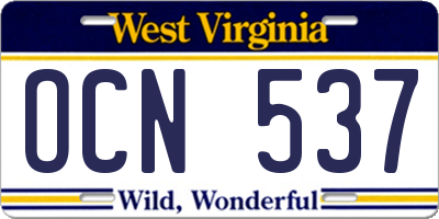 WV license plate OCN537