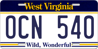 WV license plate OCN540