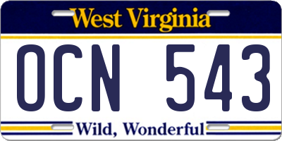 WV license plate OCN543