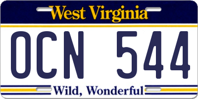 WV license plate OCN544