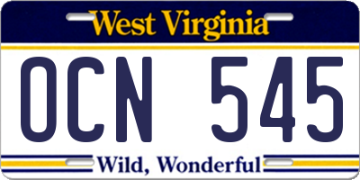 WV license plate OCN545