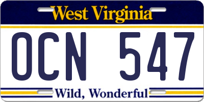 WV license plate OCN547