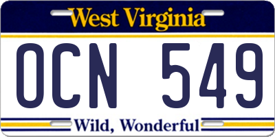 WV license plate OCN549