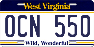 WV license plate OCN550