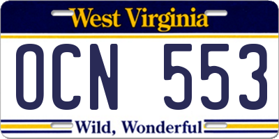 WV license plate OCN553