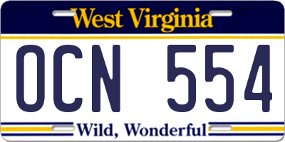 WV license plate OCN554