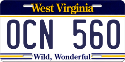 WV license plate OCN560