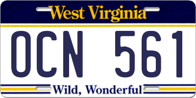 WV license plate OCN561